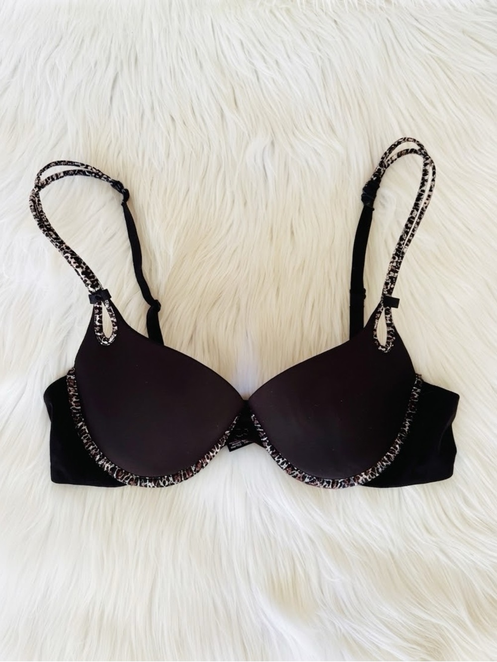 Victoria’s Secret Black & Leopard Wild Instinct Padded Push-Up Bra 34B